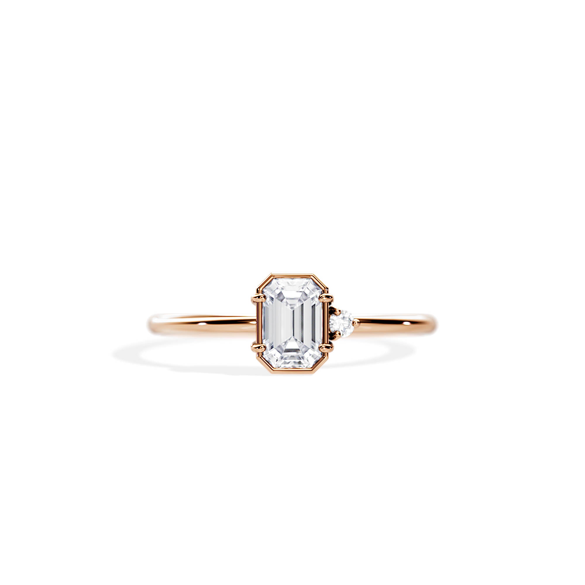 0.5 Carat Emerald Cut Diamond Art Deco Dainty Engagement Ring
